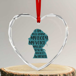Sexual Assault Awareness Heart Crystal Glass Ornament Women Support Survivors TS14 Transparent Glass 3'' Heart Print Your Wear