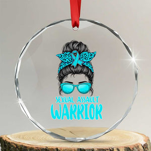 Sexual Assault Awareness Messy Bun Support Survivors Crystal Glass Ornament TS14 Transparent Glass 3'' Circle Print Your Wear