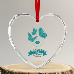 Sexual Assault Awareness Month Heart Crystal Glass Ornament I Am Reclaiming My Body My Voice My Life TS14 Transparent Glass 3'' Heart Print Your Wear