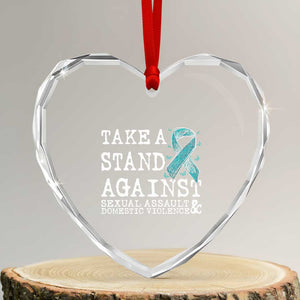 Sexual Assault Awareness Month Heart Crystal Glass Ornament Stand Against Sexual Assault & Domestic Violence TS14 Transparent Glass 3'' Heart Print Your Wear
