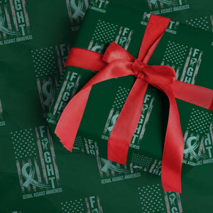 Sexual Assault Awareness Wrapping Paper Roll Fight Cancer American Flag Teal Ribbon TS10 Green Print Your Wear