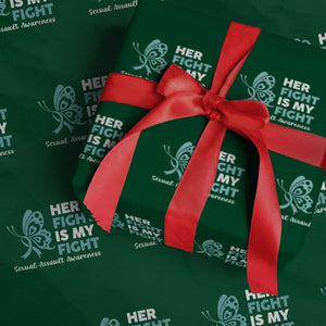 Sexual Assault Awareness Wrapping Paper Roll Her Fight is My Fight TS14 Green Print Your Wear