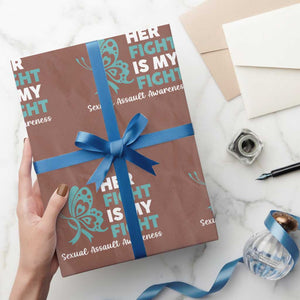 Sexual Assault Awareness Wrapping Paper Roll Her Fight is My Fight TS14 Mocha Print Your Wear