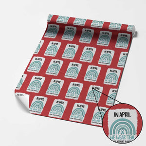 Sexual Assault Awareness Wrapping Paper Roll In April We Wear Teal Ribbon TS14 Red Print Your Wear