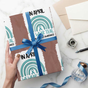 Sexual Assault Awareness Wrapping Paper Roll In April We Wear Teal Ribbon TS14 Mocha Print Your Wear