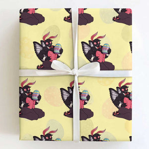 Sexy Easter Bunny Mothman Wrapping Paper Roll Cryptid Humor Gift TS12 Light Yellow Print Your Wear