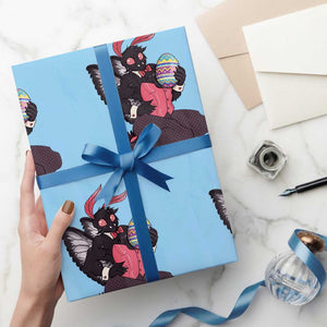 Sexy Easter Bunny Mothman Wrapping Paper Roll Cryptid Humor Gift TS12 Light Blue Print Your Wear