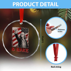 Shake And Bake Benjamin Franklin 4th of July Couple Matching Crystal Glass Ornament