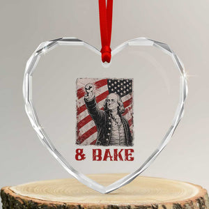 Shake And Bake Benjamin Franklin 4th of July Couple Matching Heart Crystal Glass Ornament