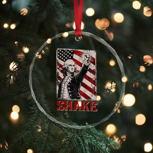 Shake And Bake George Washington 4th of July Couple Matching Crystal Glass Ornament