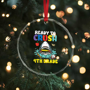 Shark Ready To Crush 4th Grade Crystal Glass Ornament Cool Boys First Day of School Gift