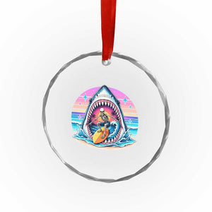 Shark Skeleton Surfer Crystal Glass Ornament Hawaiian Beach Vacation Gift