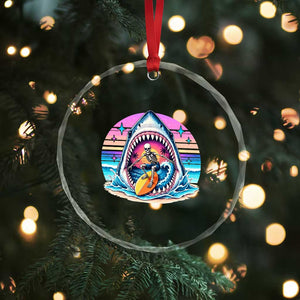 Shark Skeleton Surfer Crystal Glass Ornament Hawaiian Beach Vacation Gift