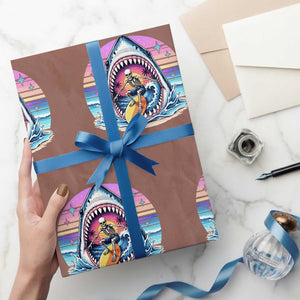 Shark Skeleton Surfer Wrapping Paper Roll Hawaiian Beach Vacation Gift