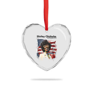 Shirley Chisholm For President 1972 With American Flag Heart Crystal Glass Ornament TS12 Print Your Wear