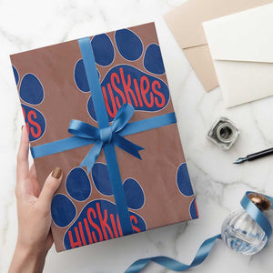 Siberian Husky Fan Paw Wrapping Paper Roll Sports Dog Lover TS12 Mocha Print Your Wear