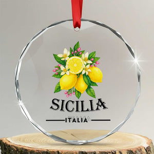Sicilia Italia Fresh Lemon Crystal Glass Ornament Italian Sicilians Floral Citrus from Southern Italy TS02 Transparent Glass 3'' Circle Print Your Wear