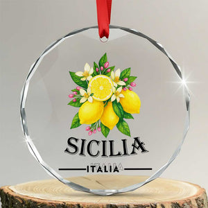 Sicilia Italia Fresh Lemon Crystal Glass Ornament Italian Sicilians Floral Citrus from Southern Italy TS02 Transparent Glass 3'' Circle Print Your Wear