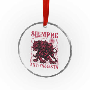 Siempre Antifascista Crystal Glass Ornament Anti Fascism Protest Vintage Hydra Dog TS11 Print Your Wear