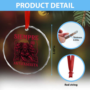 Siempre Antifascista Crystal Glass Ornament Anti Fascism Protest Vintage Hydra Dog TS11 Print Your Wear