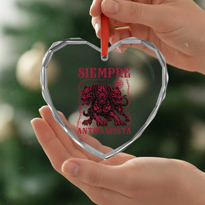 Siempre Antifascista Heart Crystal Glass Ornament Anti Fascism Protest Vintage Hydra Dog TS11 Print Your Wear