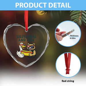 Silly Feral and Free Heart Crystal Glass Ornament Funny Goose and Raccoon 4th of July Patriotic TS02 Print Your Wear