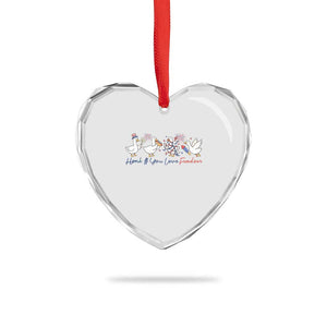 Silly Goose 4th of July Heart Crystal Glass Ornament Honk If You Love Freedom