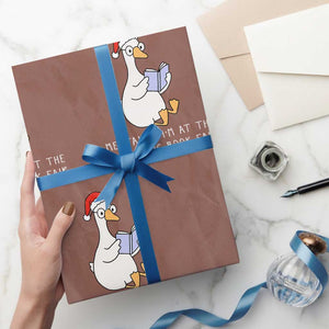 Silly Goose Bookish Christmas Wrapping Paper Roll Mentally I Am At The Scholastic Book Fair TS14 Mocha Print Your Wear