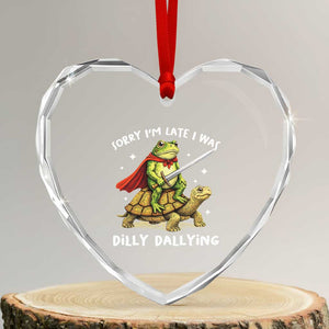 Silly Goose Heart Crystal Glass Ornament Sorry Im Late I Was Dilly Dallying TS10 Transparent Glass 3'' Heart Print Your Wear