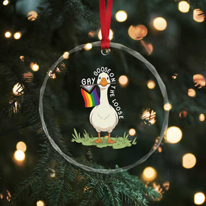 Silly Goose LGBTQ Rainbow Crystal Glass Ornament Funny Gay Pride Month TS14 Print Your Wear