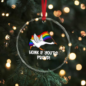 Silly Goose LGBTQ Rainbow Crystal Glass Ornament Honk If You're Proud TS14 Print Your Wear