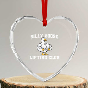 Silly Goose Lifting Club Heart Crystal Glass Ornament Funny Gym Meme TS10 Transparent Glass 3'' Heart Print Your Wear