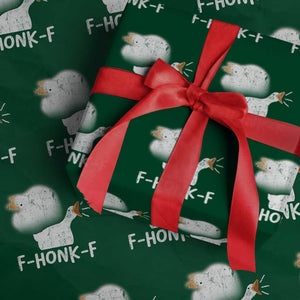 Silly Goose Meme Wrapping Paper Roll Retro F-Honk-F Funny Farm Animal TS10 Green Print Your Wear