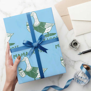 Silly Goose Mom Wrapping Paper Roll New Mom Pregnancy Announcement Mothers Day TS10 Light Blue Print Your Wear