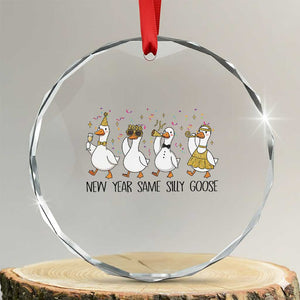 Silly Goose New Years 2026 Crystal Glass Ornament Cute Goose Party Holiday TS14 Transparent Glass 3'' Circle Print Your Wear