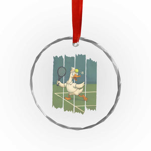 Silly Goose Playing Tennis Crystal Glass Ornament Funny Bird Getting Hit By Ball TS12 Print Your Wear