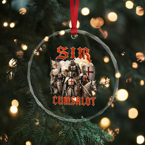 Sir Cumsalot Funny Offensive Knight Meme Bootleg Graphic Crystal Glass Ornament