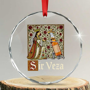 Sir Veza Beer Medieval Knight Pun Sombrero Cinco De Mayo Crystal Glass Ornament