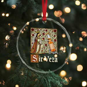 Sir Veza Beer Medieval Knight Pun Sombrero Cinco De Mayo Crystal Glass Ornament