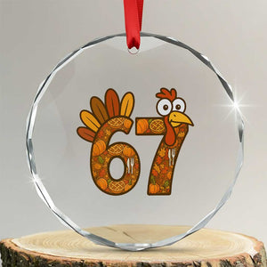 Six And Seven Meme Turkey Crystal Glass Ornament Funny Thanksgiving Gift TS12 Transparent Glass 3'' Circle Print Your Wear