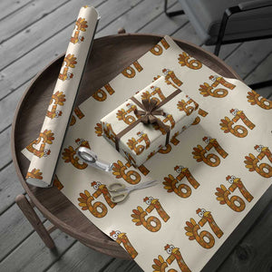 Six And Seven Meme Turkey Wrapping Paper Roll Funny Thanksgiving Gift TS12 Beige Print Your Wear