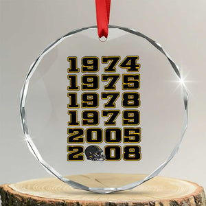 Six Historic Championship Seasons Crystal Glass Ornament Vintage Football Fan Graphic