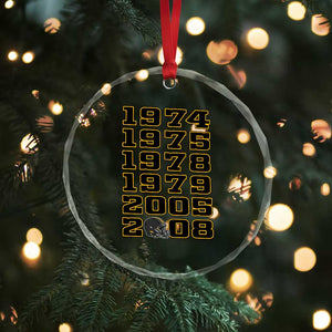 Six Historic Championship Seasons Crystal Glass Ornament Vintage Football Fan Graphic