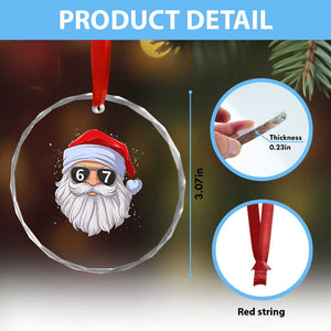 Six Seven 67 Christmas Meme Crystal Glass Ornament Funny Brainrot Santa Claus Gen Alpha Slang TS10 Print Your Wear