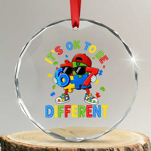 Six Seven Autism Awareness Crystal Glass Ornament It Is Ok To Be Different 67 Meme Puzzle TS11 Transparent Glass 3'' Circle Print Your Wear