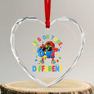 Six Seven Autism Awareness Heart Crystal Glass Ornament It Is Ok To Be Different 67 Meme Puzzle TS11 Transparent Glass 3'' Heart Print Your Wear