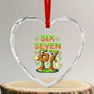 Six Seven Brainrot Italian Funny 67 Kids Gaming Meme Heart Crystal Glass Ornament TS10 Transparent Glass 3'' Heart Print Your Wear