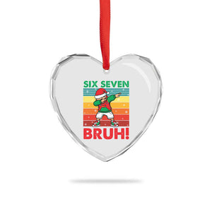 Six Seven Bruh Christmas Dabbing Heart Crystal Glass Ornament Funny 67 Meme Retro Santa Kid Vibes TS02 Print Your Wear