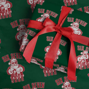 Six Seven Bruh Funny Christmas Wrapping Paper Roll Santa 67 Meme Teens Boys Kids Xmas Pajamas TS10 Green Print Your Wear