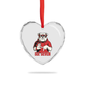 Six Seven Bulldog Meme Heart Crystal Glass Ornament Funny 67 Mascot Signs Internet Brainrot Lover TS02 Print Your Wear